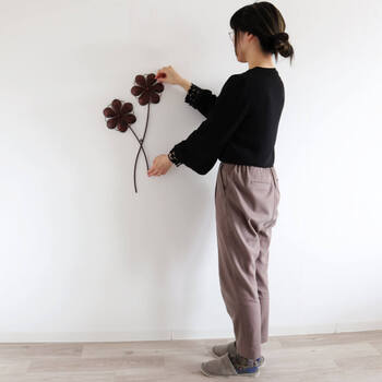 ウォールアート 壁掛け 壁飾り ブラウン　お花モチーフがかわいい 送料無料-6