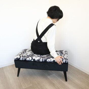 モダンテイスト 収納ベンチスツール 椅子 黒 送料無料-9