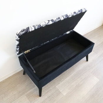 モダンテイスト 収納ベンチスツール 椅子 黒 送料無料-4