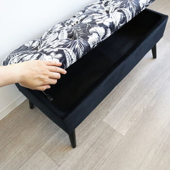 モダンテイスト 収納ベンチスツール 椅子 黒 送料無料-6