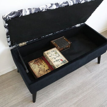 モダンテイスト 収納ベンチスツール 椅子 黒 送料無料-7