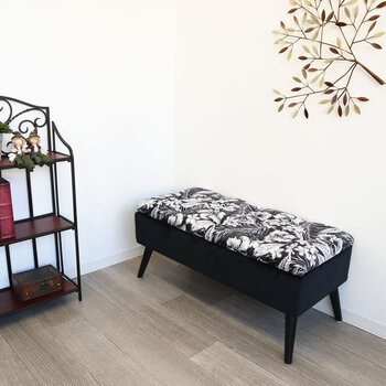 モダンテイスト 収納ベンチスツール 椅子 黒 送料無料-8