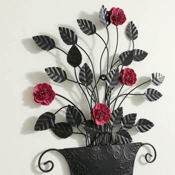 ウォールデコレーション 壁掛け 壁飾り　フラワーアートなアイアンウォールデコレーショ 送料無料-1