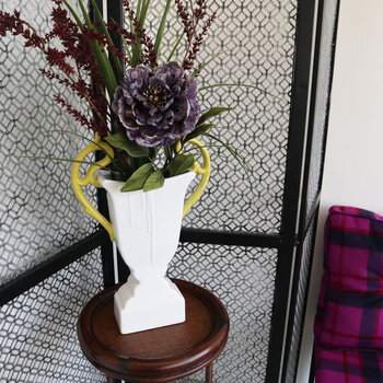 モダンテイスト 陶器フラワーベース 花瓶 ホワイト&グリーン 送料無料-9
