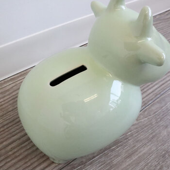 かわいい陶器製 陶器貯金箱 ウシ ライトグリーン 2セット 送料無料-3