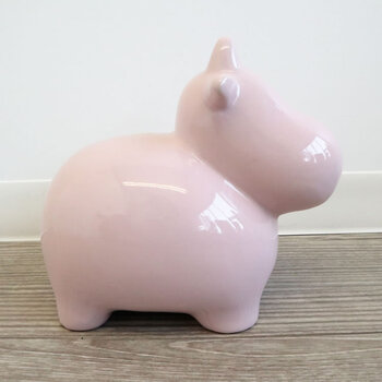 かわいい陶器製 陶器貯金箱 ウシ ライトピンク 2セット 送料無料-4