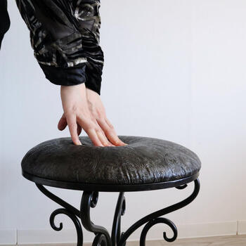 アンティーク調 スツール 椅子 花柄 送料無料-5