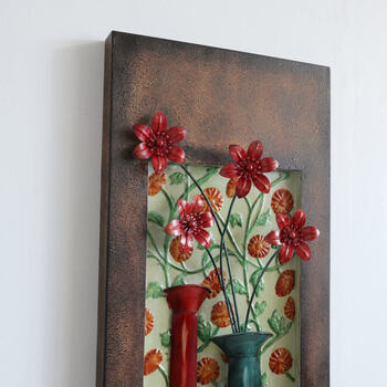 アンティーク調 ウォールパネル 壁掛け レッド＆ブルー 送料無料-2