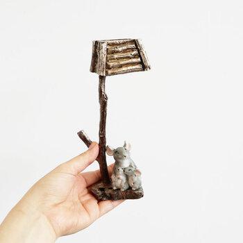 ディスプレイとしてかわいい 置物 オブジェ ネズミ&傘 送料無料-6