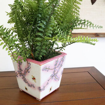 繊細なお花模様 プランター 花瓶 送料無料-8