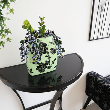 アートフラワー 生花 フラットフラワーベース 花瓶 ライトグリーン 送料無料-7