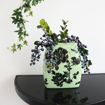 アートフラワー 生花 フラットフラワーベース 花瓶 ライトグリーン 送料無料-8
