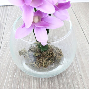 花瓶 モダンテイスト ガラス花瓶 グラスアート パープルフラワー 造花付き 色合いがとても綺麗な造花付きガラス花瓶 3個セット 送料無料-3