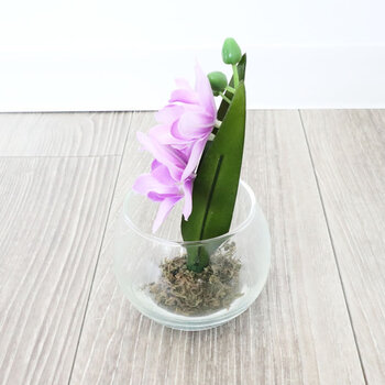 花瓶 モダンテイスト ガラス花瓶 グラスアート パープルフラワー 造花付き 色合いがとても綺麗な造花付きガラス花瓶 3個セット 送料無料-4