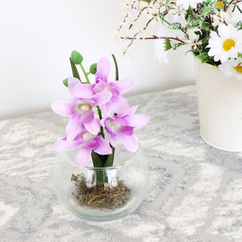 花瓶 モダンテイスト ガラス花瓶 グラスアート パープルフラワー 造花付き 色合いがとても綺麗な造花付きガラス花瓶 3個セット 送料無料-6