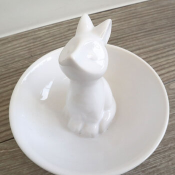 陶器トレイ 小物入れ キツネ 送料無料-1