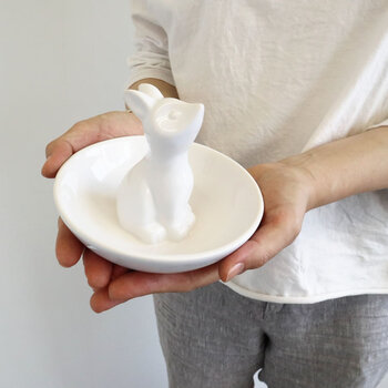 陶器トレイ 小物入れ キツネ 送料無料-6