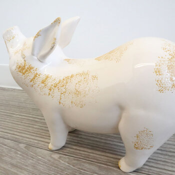 陶器置物 ブタ　とてもかわいい陶器製ブタのオブジェ 送料無料-2