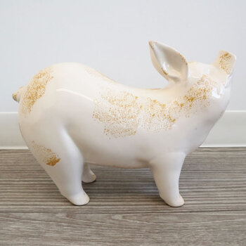 陶器置物 ブタ　とてもかわいい陶器製ブタのオブジェ 送料無料-3