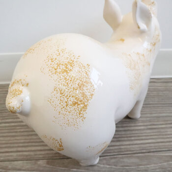 陶器置物 ブタ　とてもかわいい陶器製ブタのオブジェ 送料無料-4