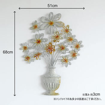 ウォールアート 壁掛け 壁飾り　お花モチーフがかわいいシルバーアイアン製壁飾り 送料無料-6