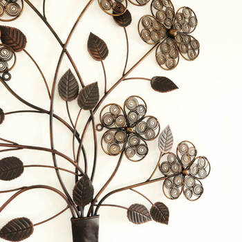 ウォールアート 壁掛け 壁飾り　お花モチーフがオシャレなアイアン製壁飾り 送料無料-1