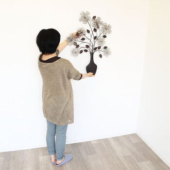 ウォールアート 壁掛け 壁飾り　お花モチーフがオシャレなアイアン製壁飾り 送料無料-7