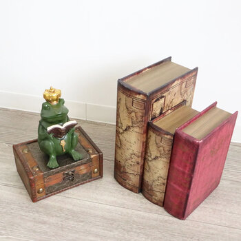 置物 オブジェ カエル 殿様カエルが本を読んでいるかわいい置物 送料無料-8