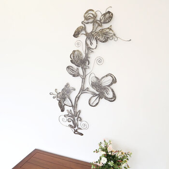 ウォールアート 壁掛け 壁飾り 花　お花モチーフがお洒落な大き目アイアン製壁飾り 送料無料-8