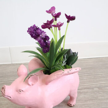 置物 ブタエンジェル アレンジフラワー 送料無料-3