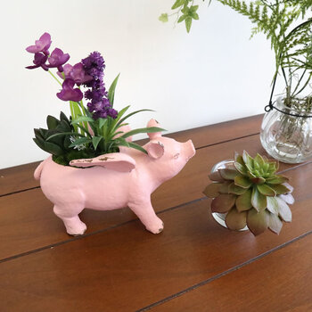 置物 ブタエンジェル アレンジフラワー 送料無料-7