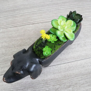 置物 犬 ダックスフンド アレンジフラワー 送料無料-4