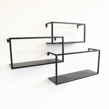 アンティーク調 壁掛けディスプレイシェルフ 四角型 3個セット 送料無料-1