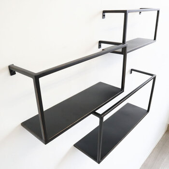 アンティーク調 壁掛けディスプレイシェルフ 四角型 3個セット 送料無料-2