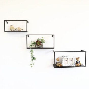 アンティーク調 壁掛けディスプレイシェルフ 四角型 3個セット 送料無料-6