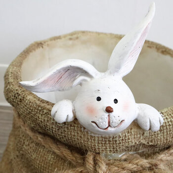 鉢カバー プランター うさぎ L　小さなうさぎが中から覗いているかわいいプランター 送料無料-4