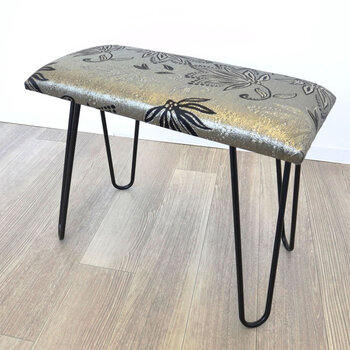 モダンスツール ベンチ 椅子 シルバー＆ゴールド 送料無料-1