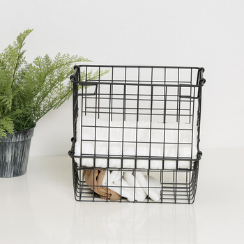 スタッキング ワイヤーバスケット 26x18x18cm 6個セット 送料無料-13