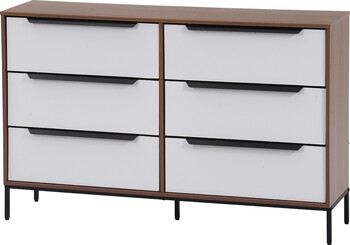 KDファブリックチェスト クレオ 3段*2列 WH*BR 送料無料-1