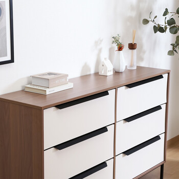 KDファブリックチェスト クレオ 3段*2列 WH*BR 送料無料-4