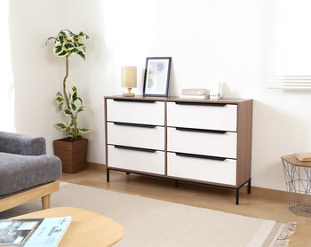 KDファブリックチェスト クレオ 3段*2列 WH*BR 送料無料-8