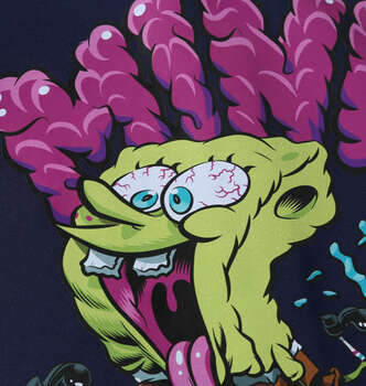 大きいサイズ SPONGEBOB ダンボールニットプリントフルジップパーカー 3L 4L 5L 6L ネイビー ラッピング可 送料無料 即日発送-4