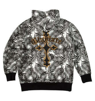 大きいサイズ GLADIATE 刺繍裏毛フルジップパーカー 3L 4L 5L 6L ホワイト×ブラック ラッピング可 送料無料 即日発送-1