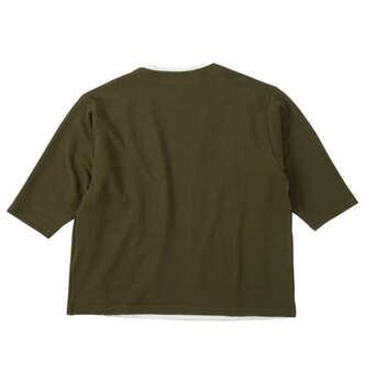 大きいサイズ COLLINS ふくれジャガードトッパー七分袖カーディガン+天竺半袖Tシャツ 3L 4L 5L 6L 8L カーキ×ホワイト ラッピング可 送料無料 即日発送-1