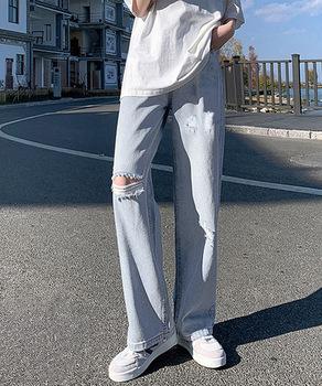 ダメージデニムパンツハイウエストジーパン 送料無料 即日発送-2