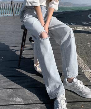 ダメージデニムパンツハイウエストジーパン 送料無料 即日発送-4