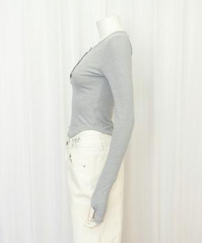 長袖Tシャツ レディース ボタン 無地 送料無料 即日発送-7