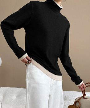 ハイネックトップス レイヤード風 長袖T 送料無料 即日発送-3