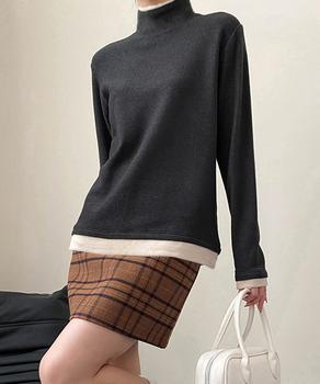 ハイネックトップス レイヤード風 長袖T 送料無料 即日発送-4