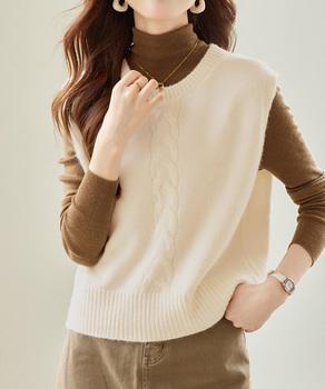 ケーブル編み ニットベスト バックボタン 送料無料 即日発送-2